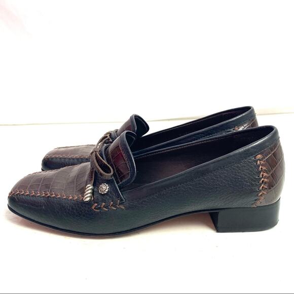 Brighton Brown Kent Crocodile Print Heels Size 7 - Picture 3 of 8